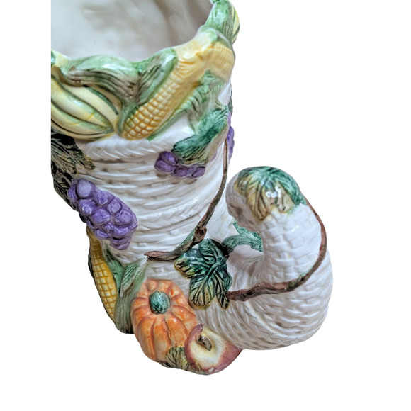 Vintage Omnibus by Fitz and Floyd Cornucopia Vase Fall Harvest 1993 – Ceramic - Picture 5 of 7